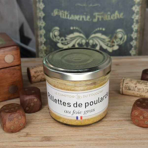 Rillettes de poularde au foie gras 100 g - Le Comptoir du Fougeray