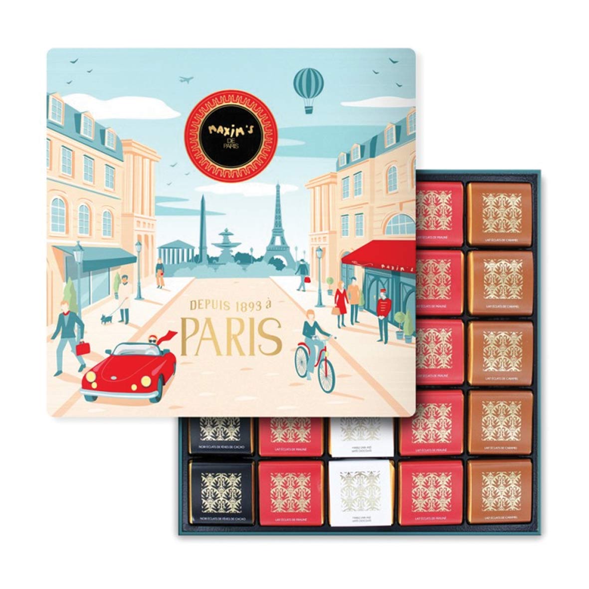 Coffret 50 carrés de chocolat “Bonjour Paris” – Collection Noël – Maxim's -  La Médaille des Saveurs